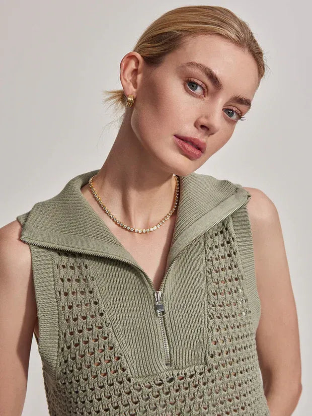Green Zip-up Tank Top