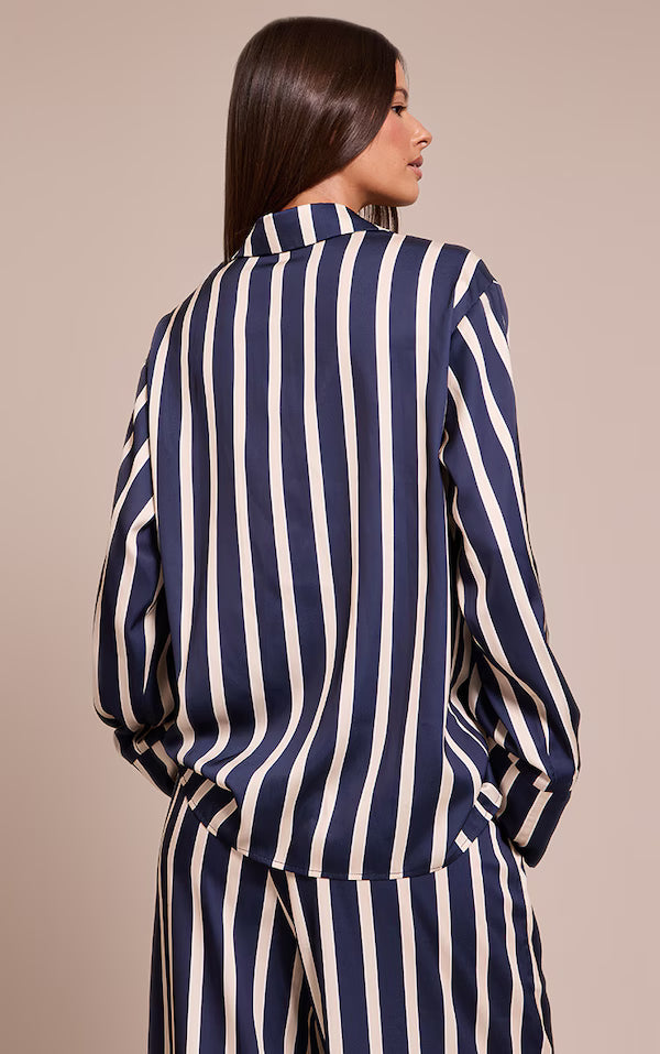 Satin Pinstripe Shirt and Pants Set