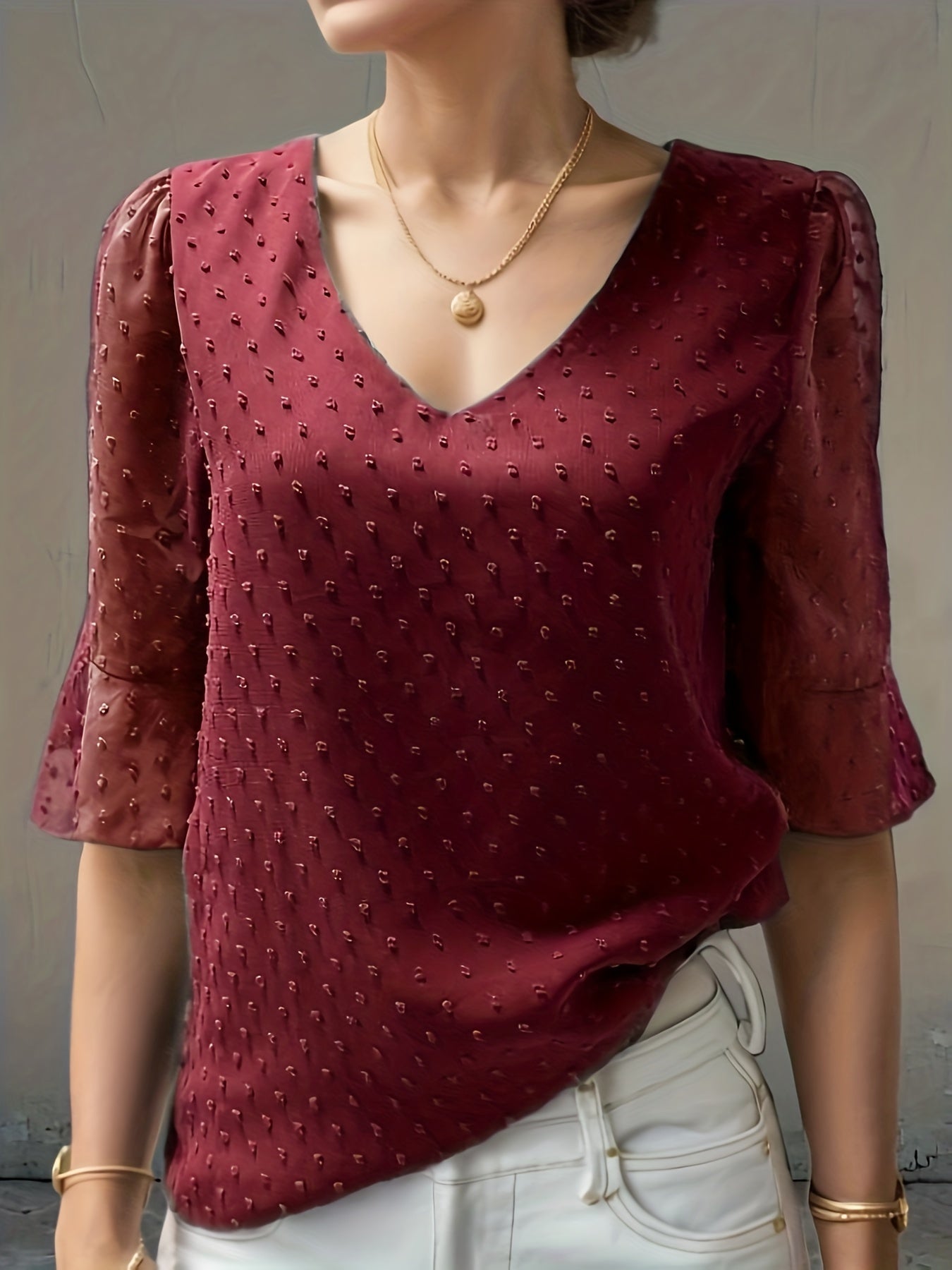Loose chiffon blouse with long sleeves