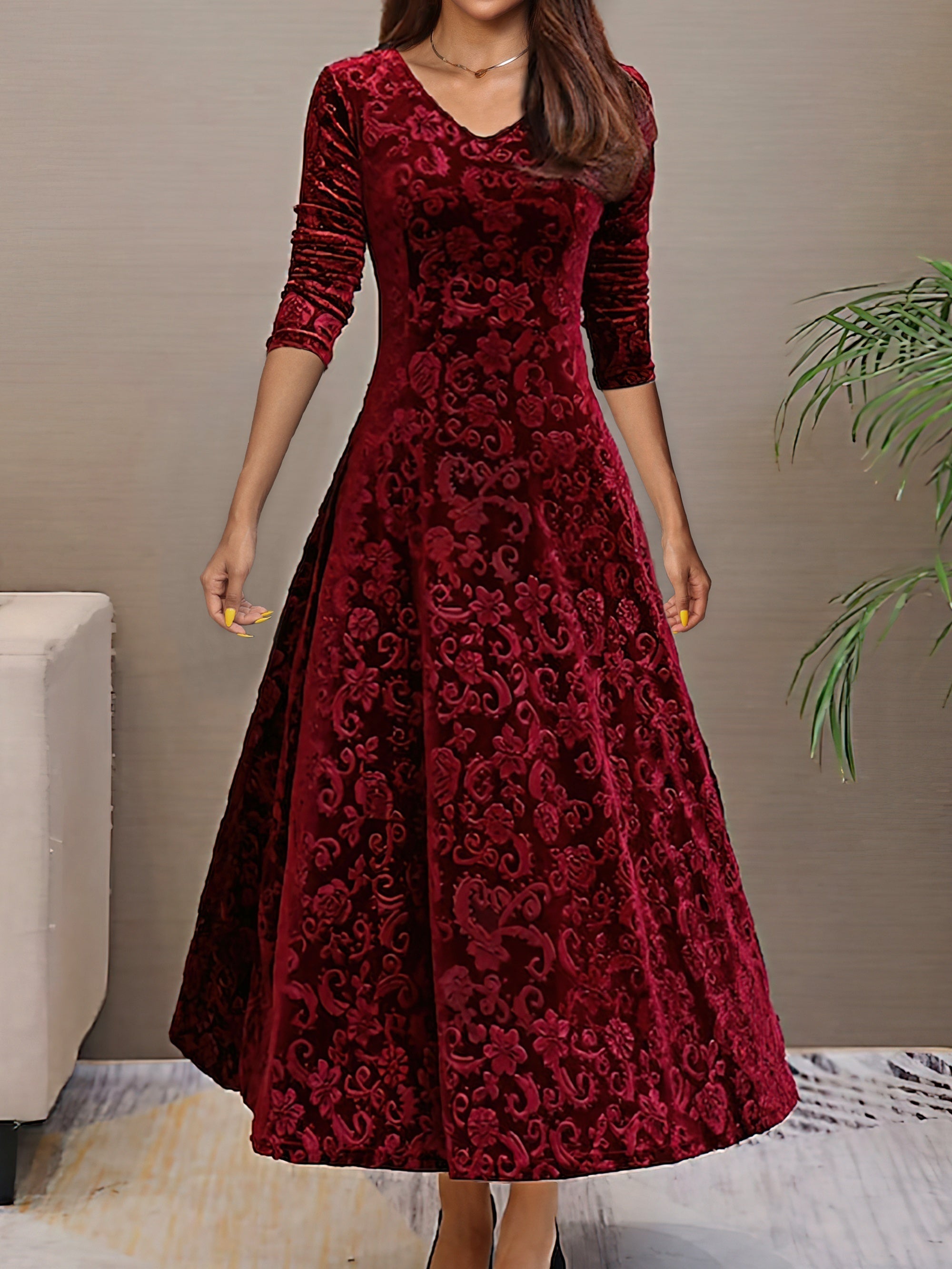 Flared dress with long sleeves