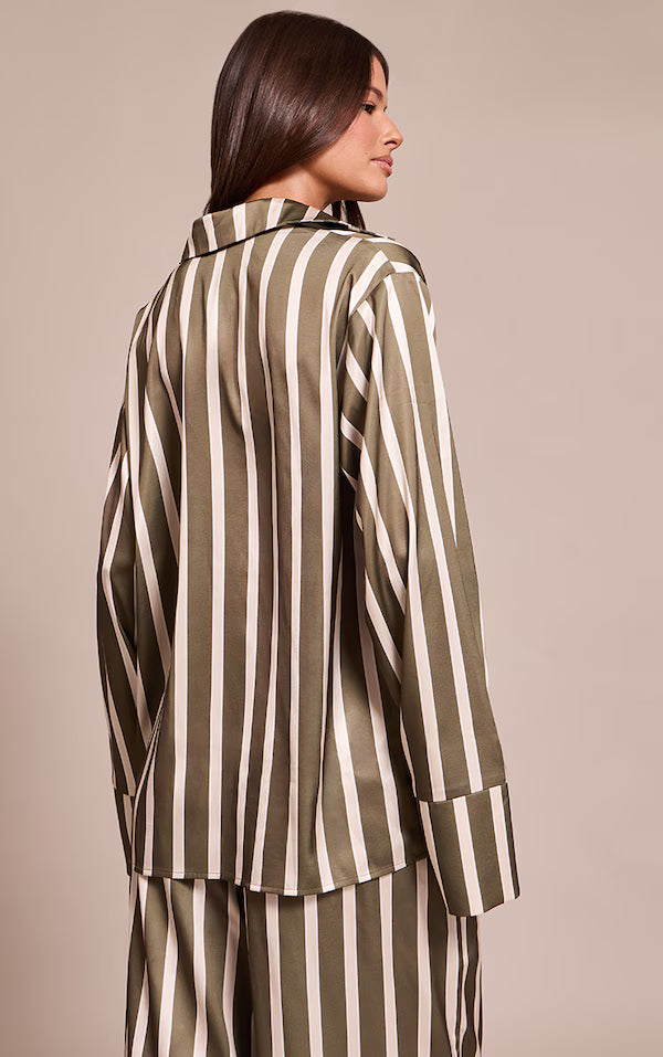Satin Pinstripe Shirt and Pants Set
