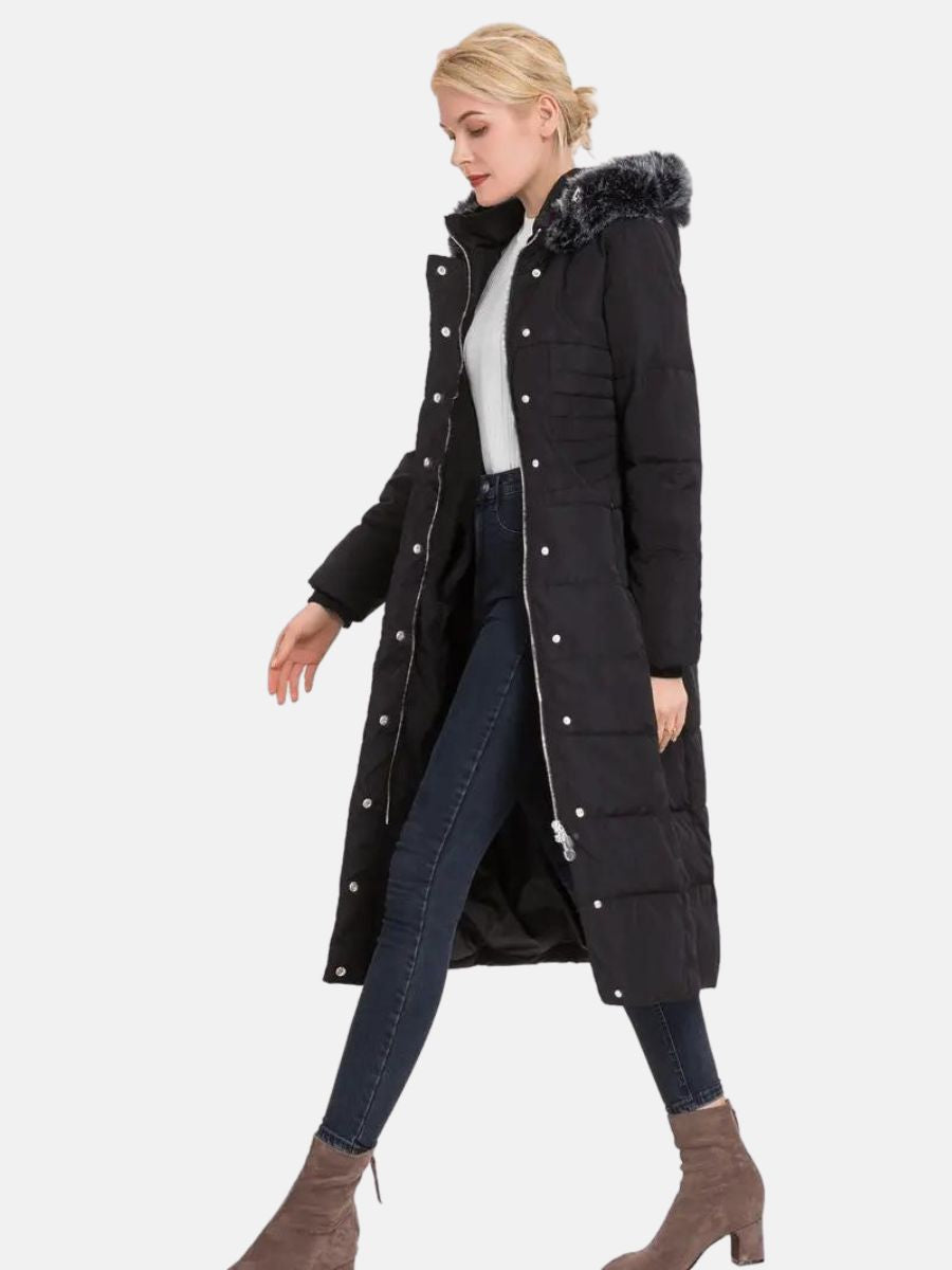 jacket with button closure and hood