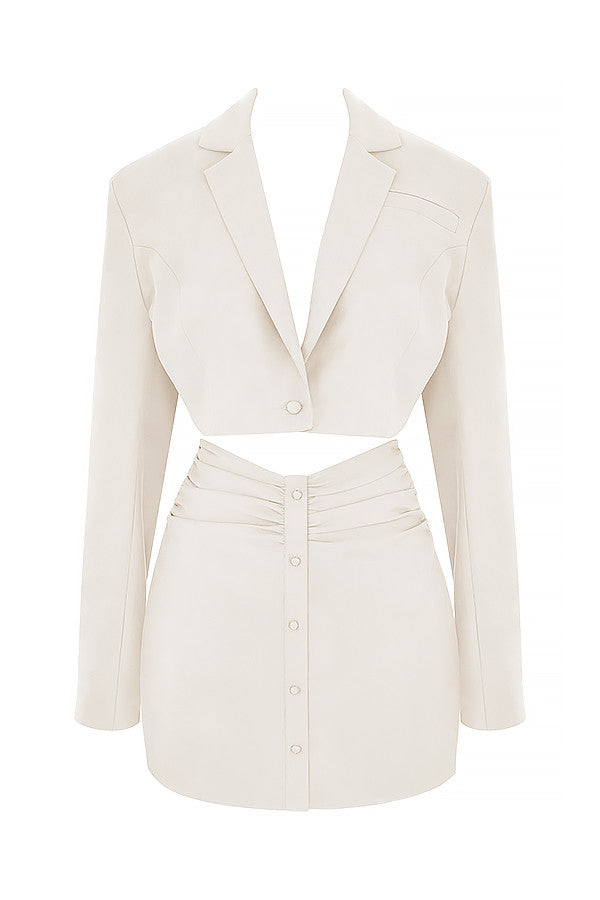 Ivory shirt dress with cutout