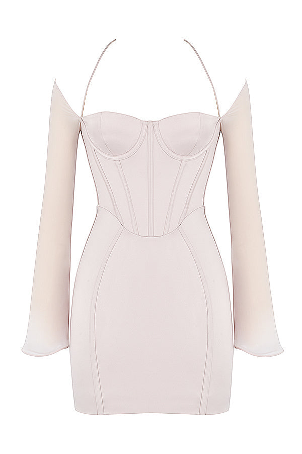 Crystal satin corset mini dress