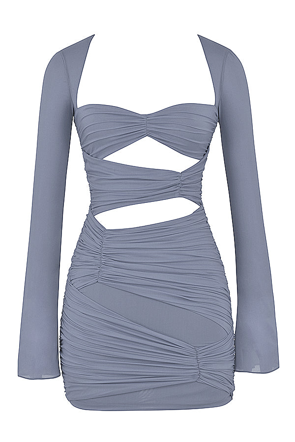 Real silk mini dress with cutout