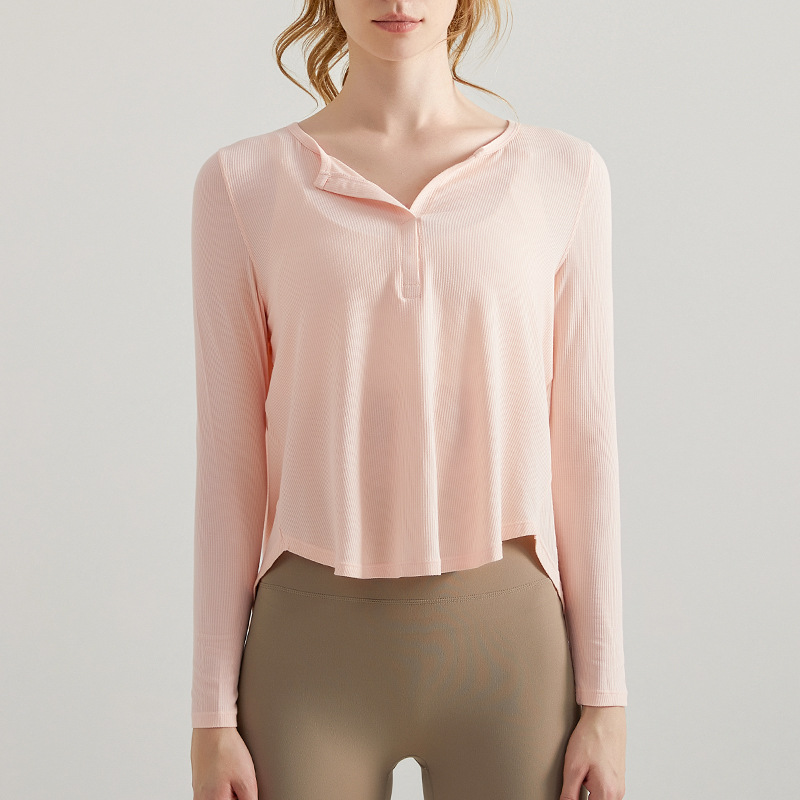 Loose-fitting long-sleeved sports T-shirt for women