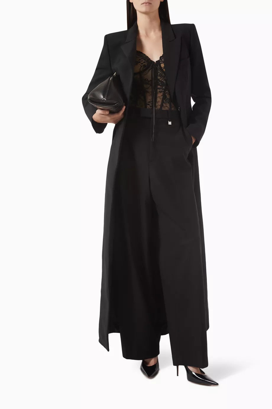 Single Breasted Black Coat in Wool Blend