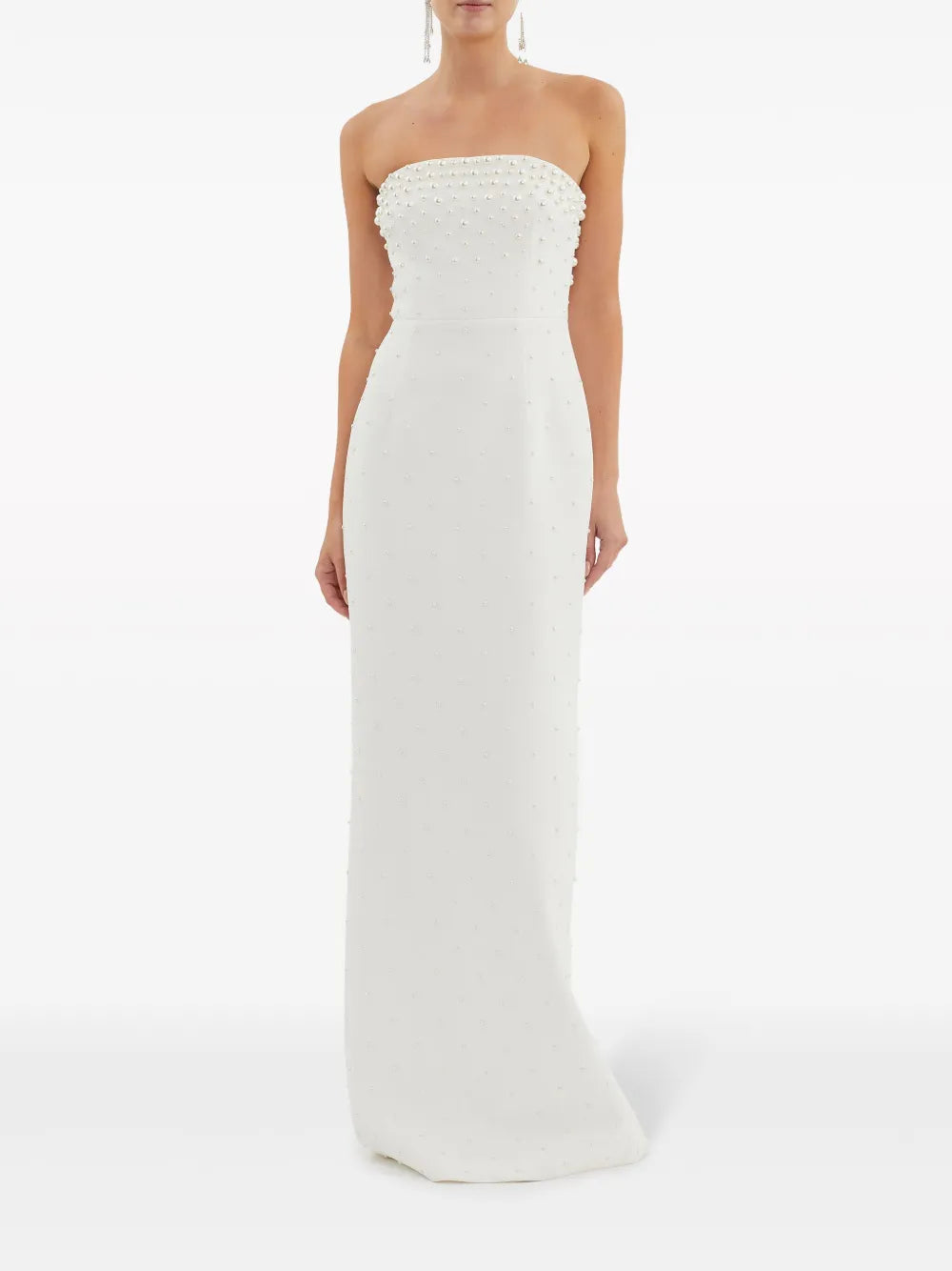 Tube-top White Pearl Maxi Dress