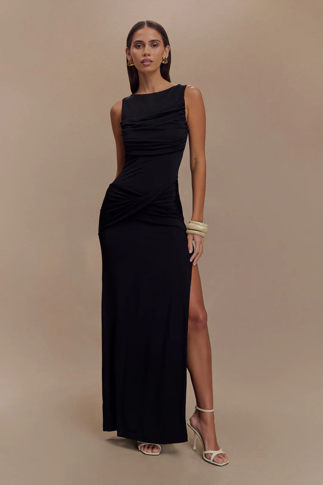 Backless Ruched Maxi Tank Dress