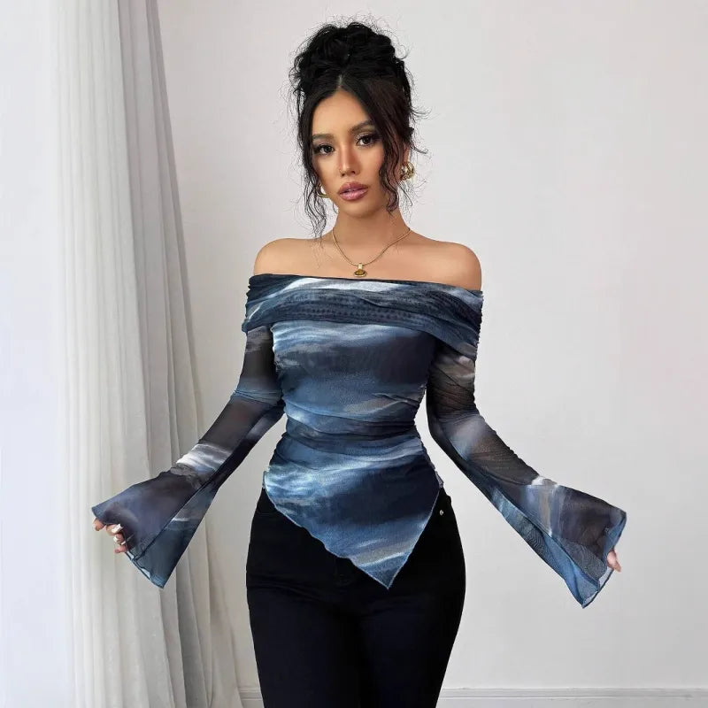 Sleeveless Mesh Top In Blue