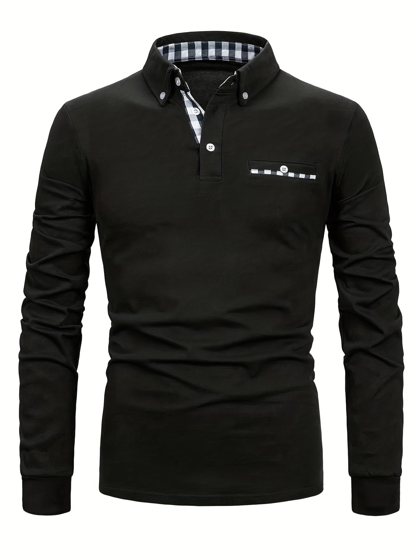 Checked patchwork shirt with lapels and long sleeves made of casual cotton with a light stretch