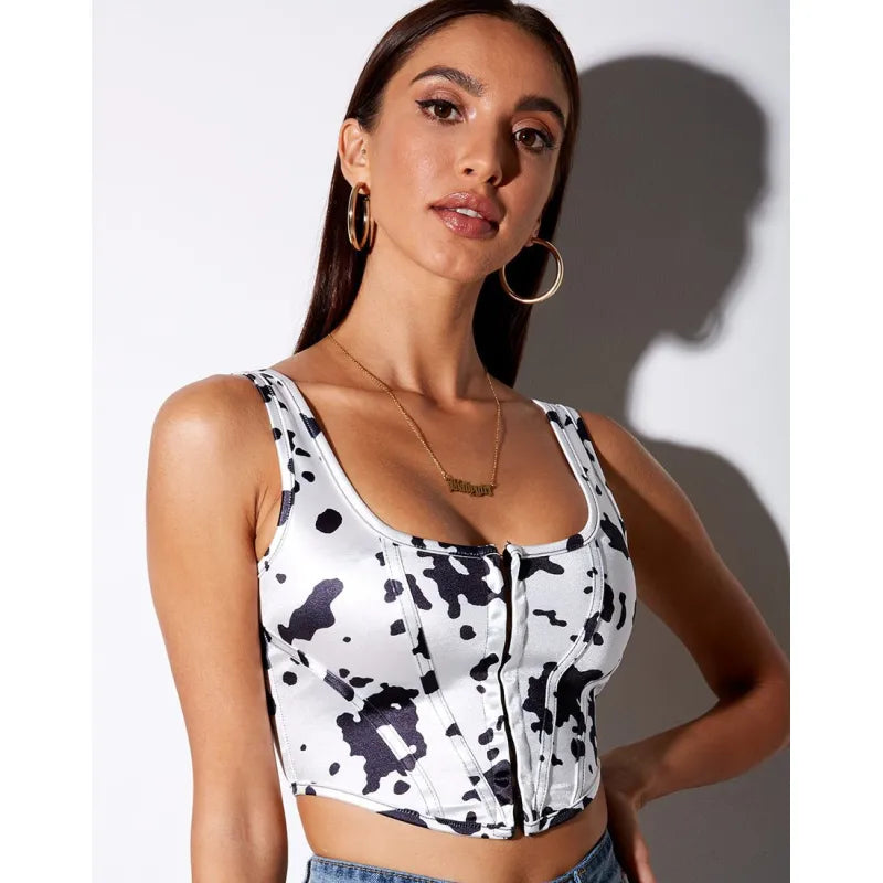 Printed Corset Tank Top