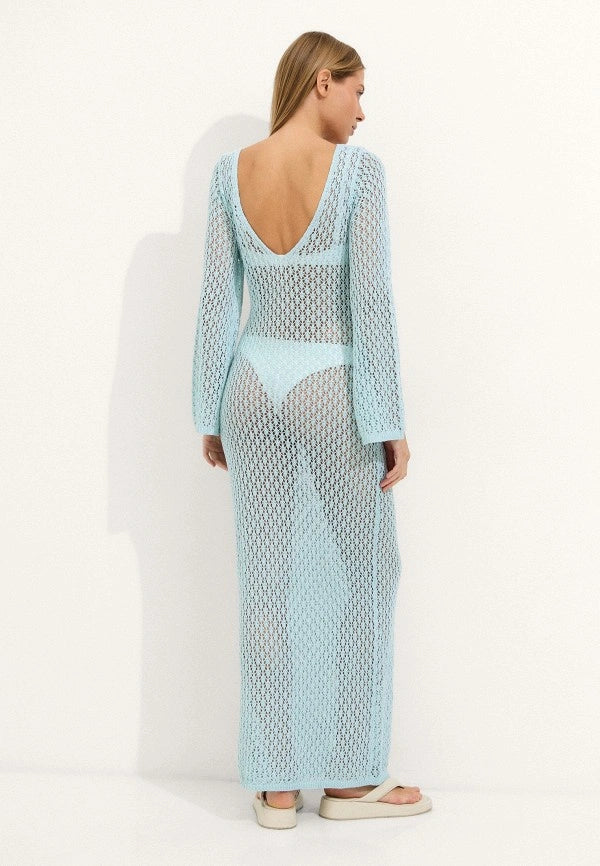 Knitted Maxi Dress In Light Blue