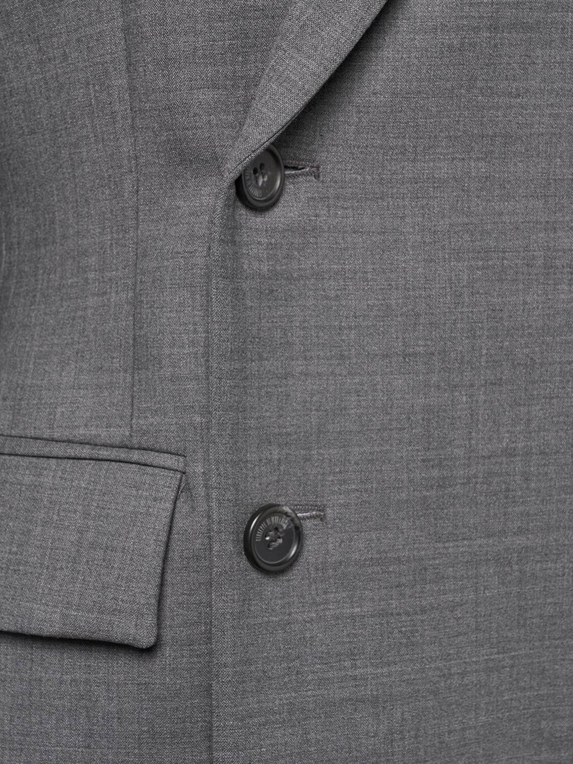 Double Breasted Stretch Wool Gray Coat