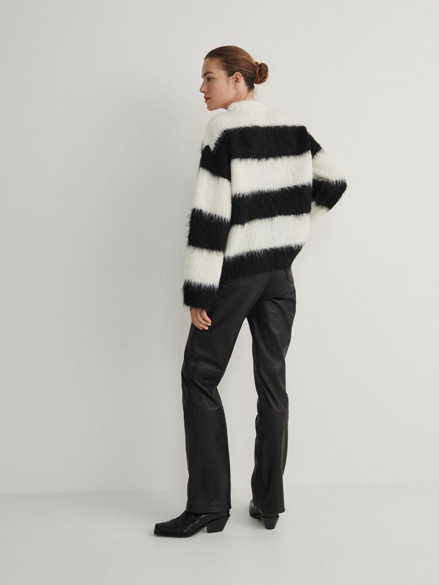 Wool Blend Black and White Jumper
