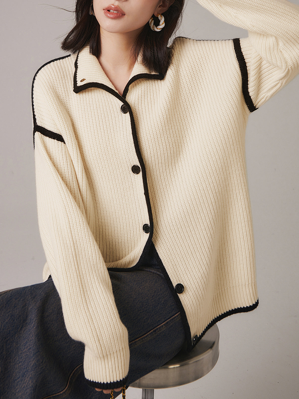 Beige textured sweater