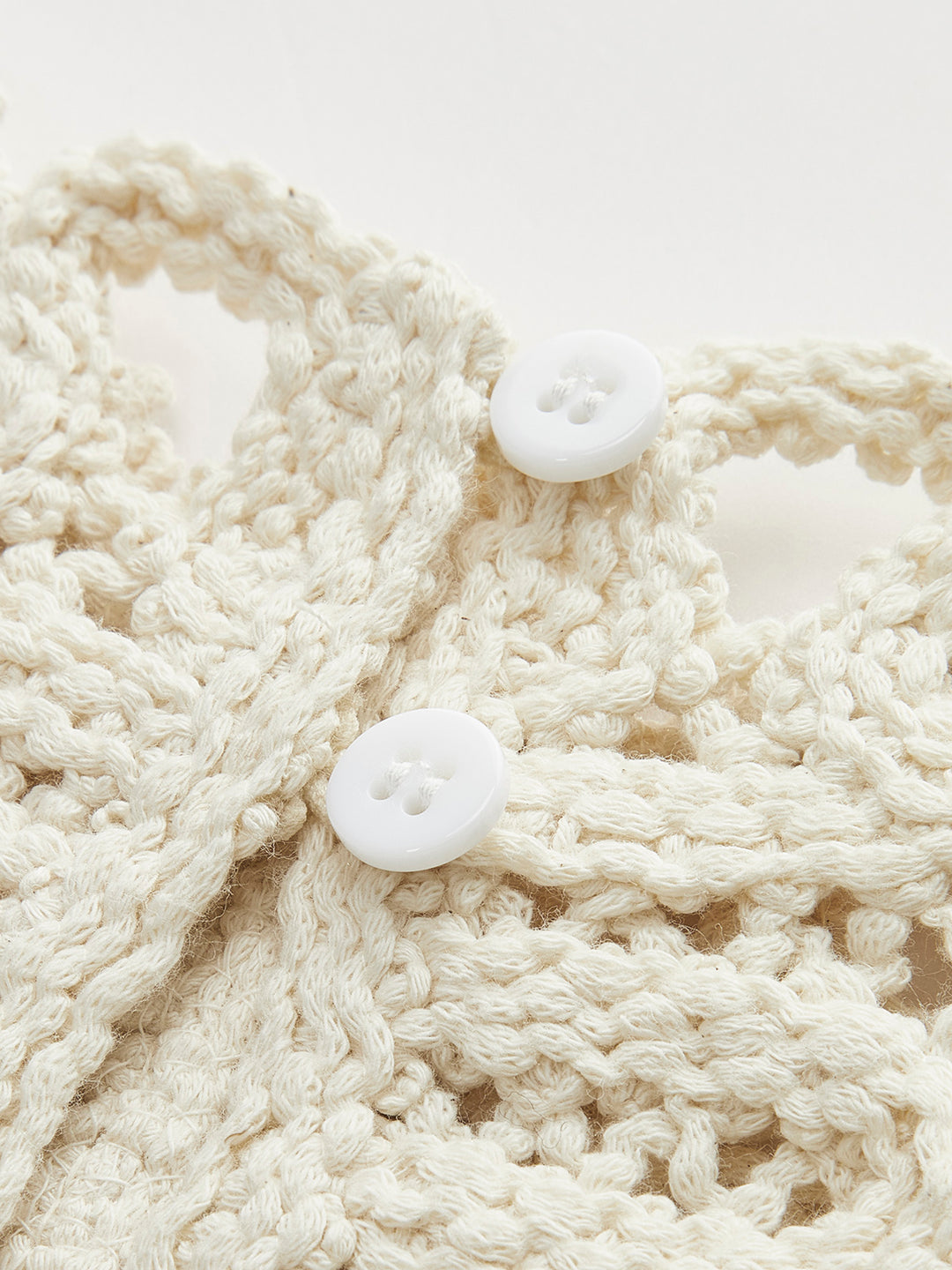 Floral Crocheted Soft Beige Top With Hole Pattern