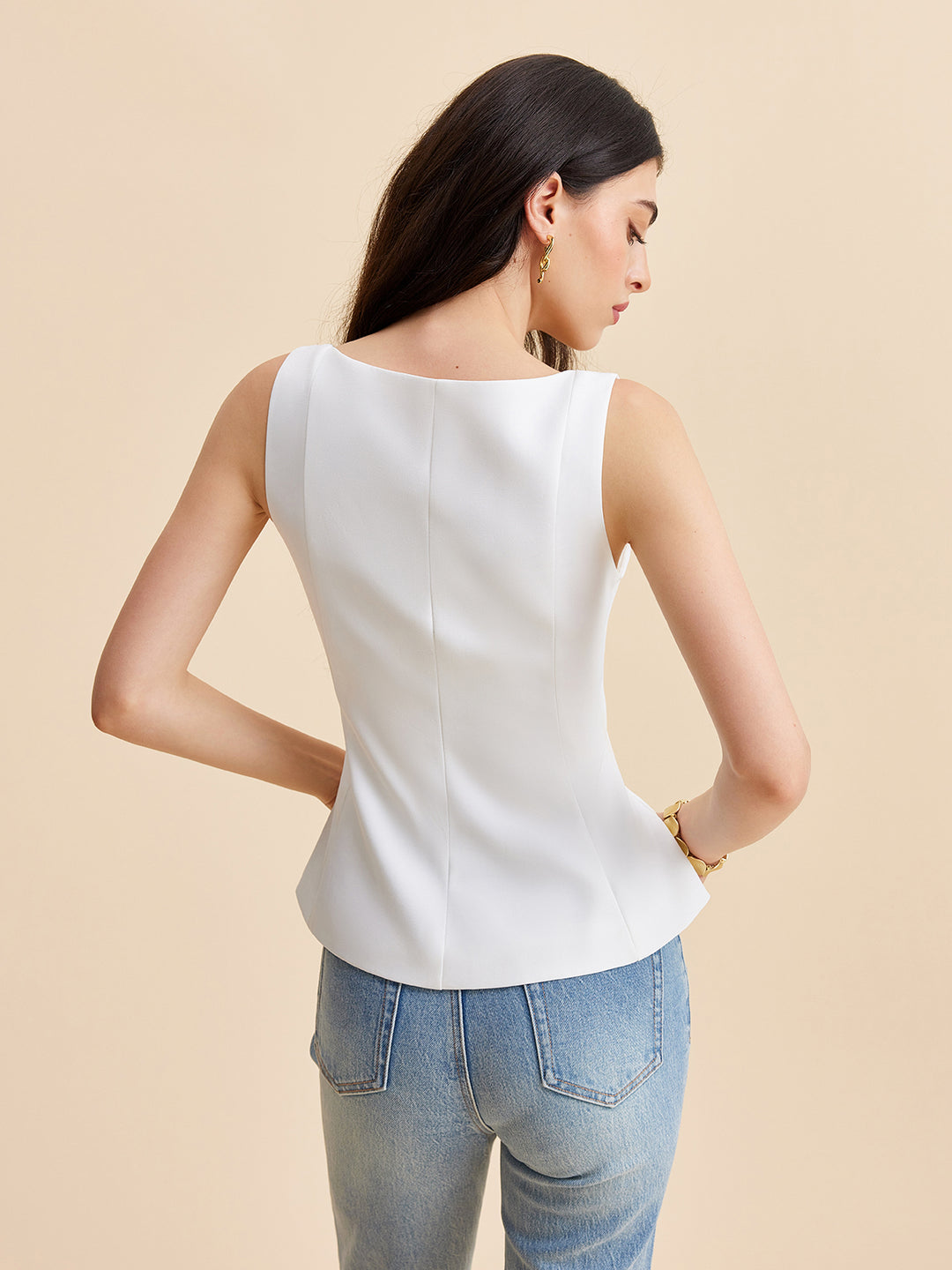 White Tank Top With Square Neckline