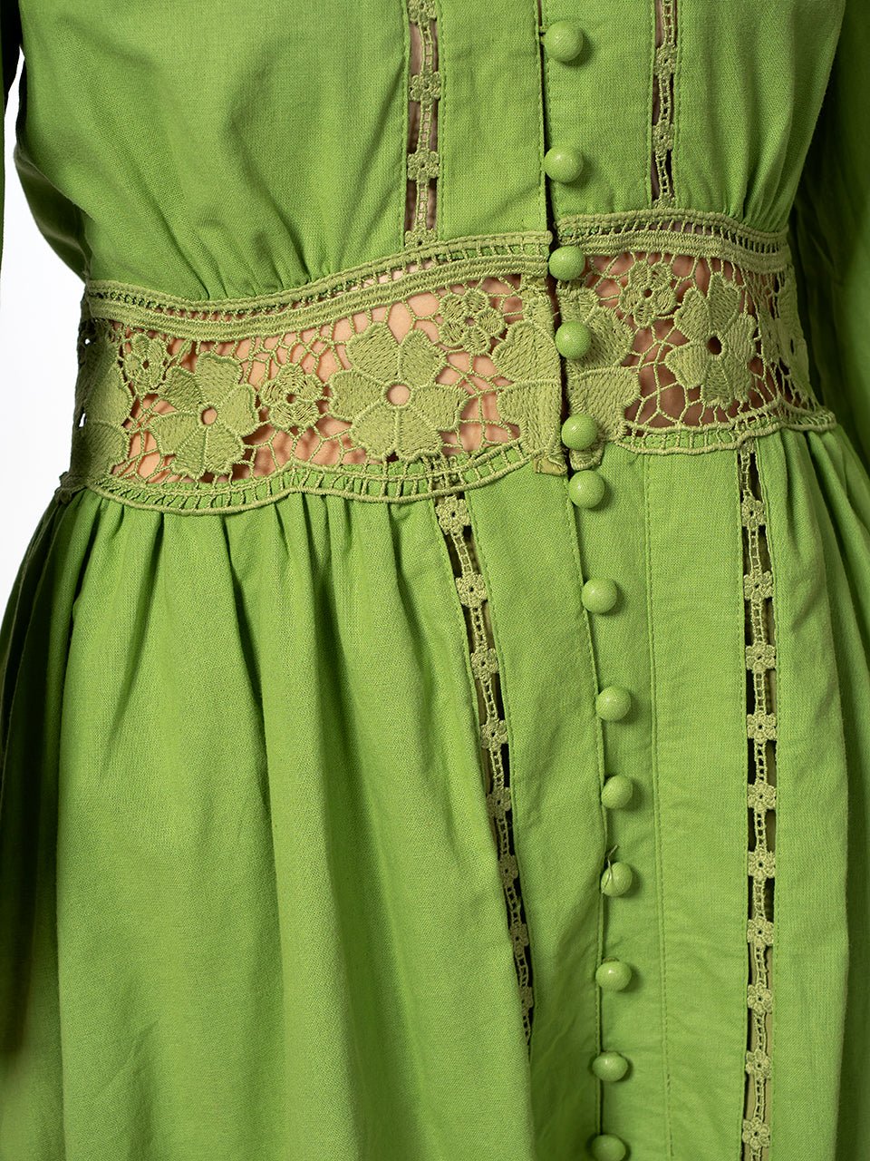 Textured V-neck Midi Dress with Buttons