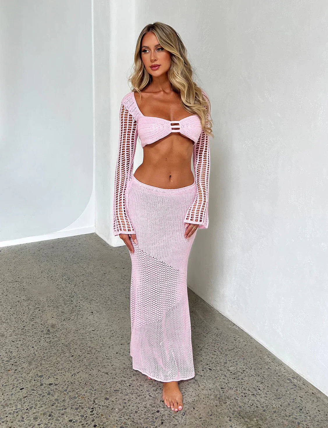 Luxury knitted summer top with skirt