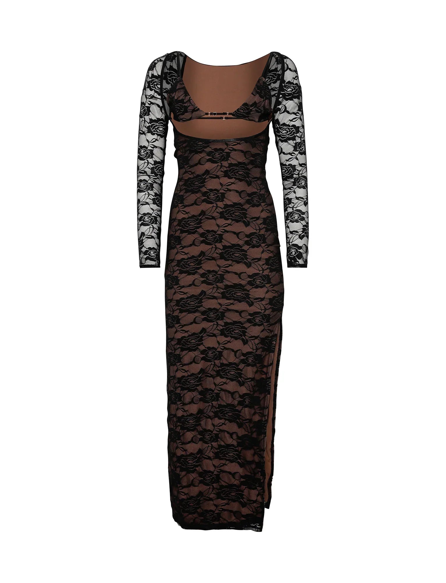 Elegant black lace maxi dress