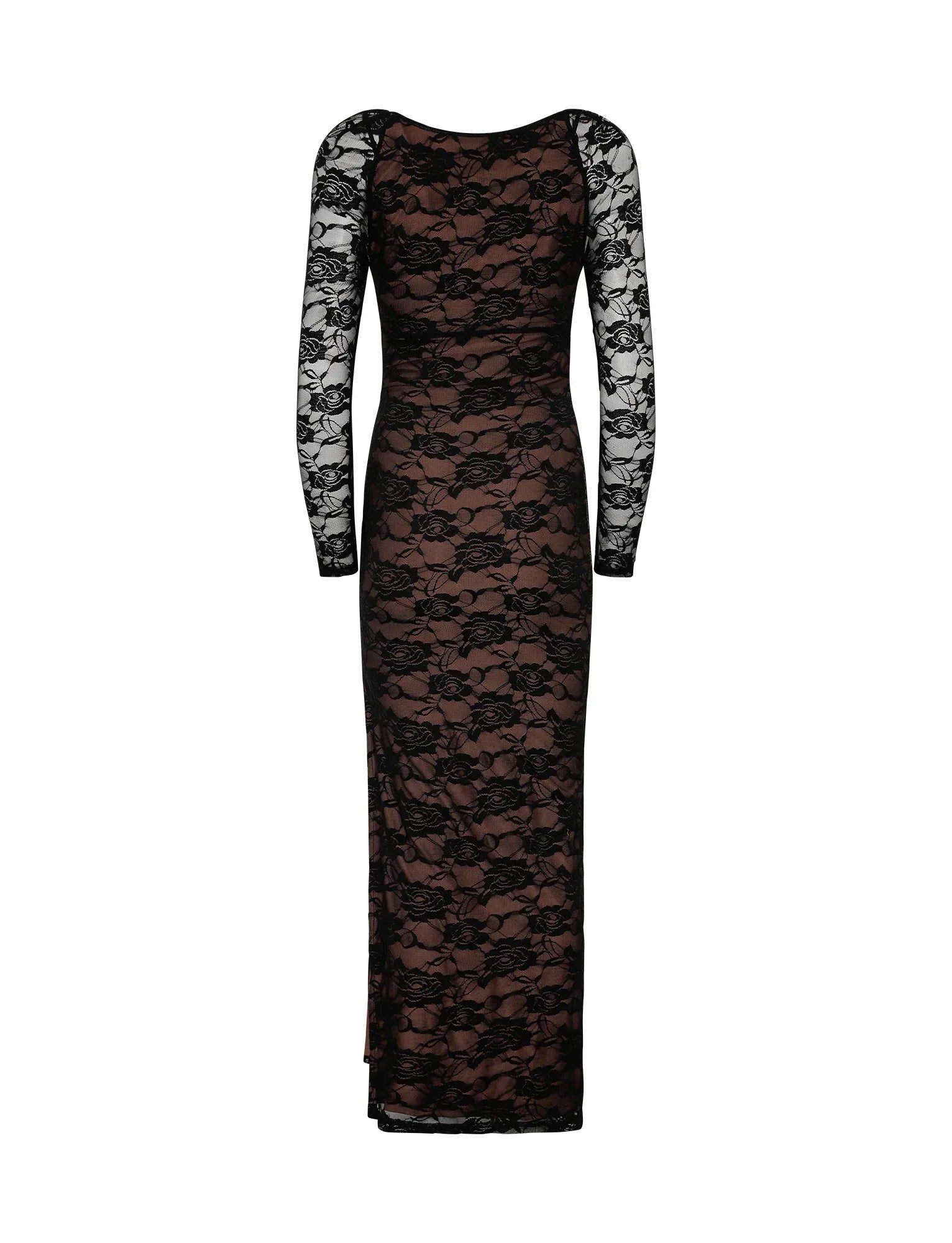 Elegant black lace maxi dress
