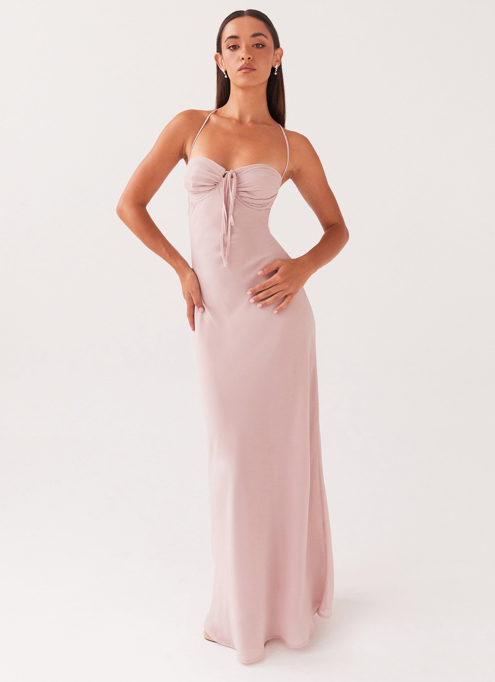 Pink Maxi Dress With Lace At The Back