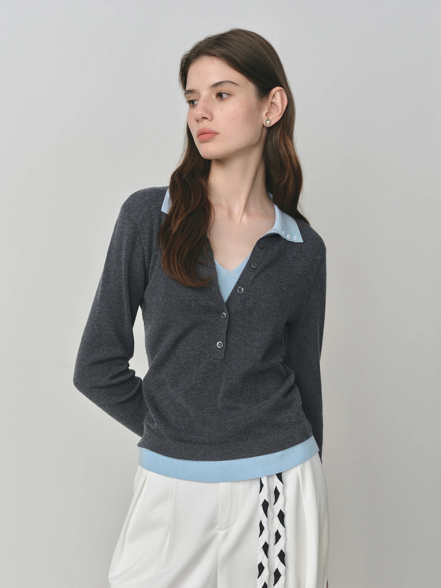 Knitted Two Color Sweater