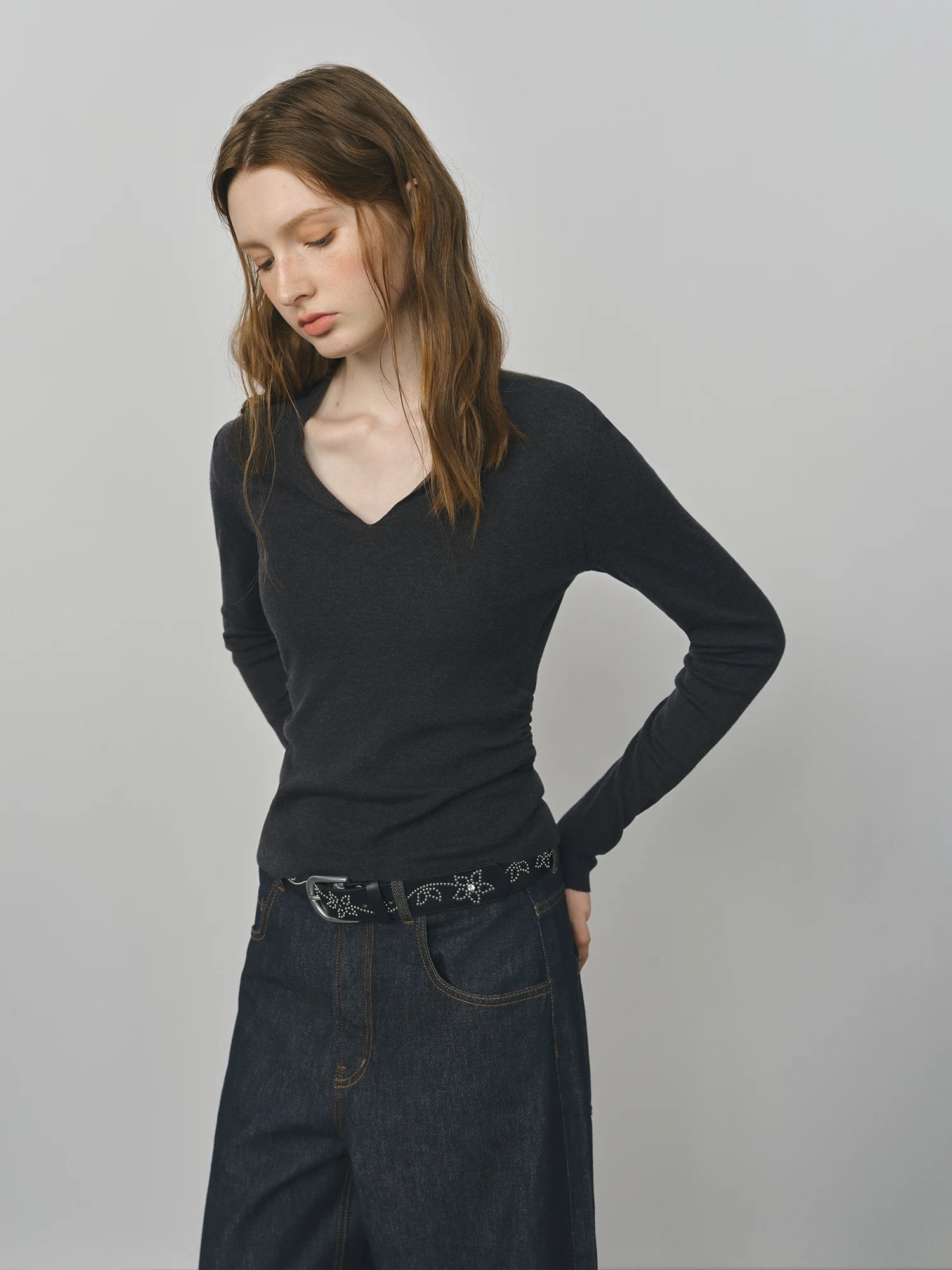 Casual Minimalist Long Sleeve Top