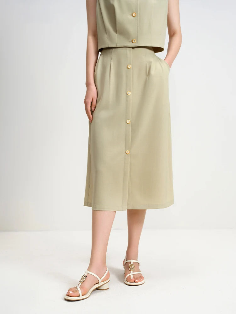 Vintage Commuter Summer Sleeveless Vest and Skirt Set