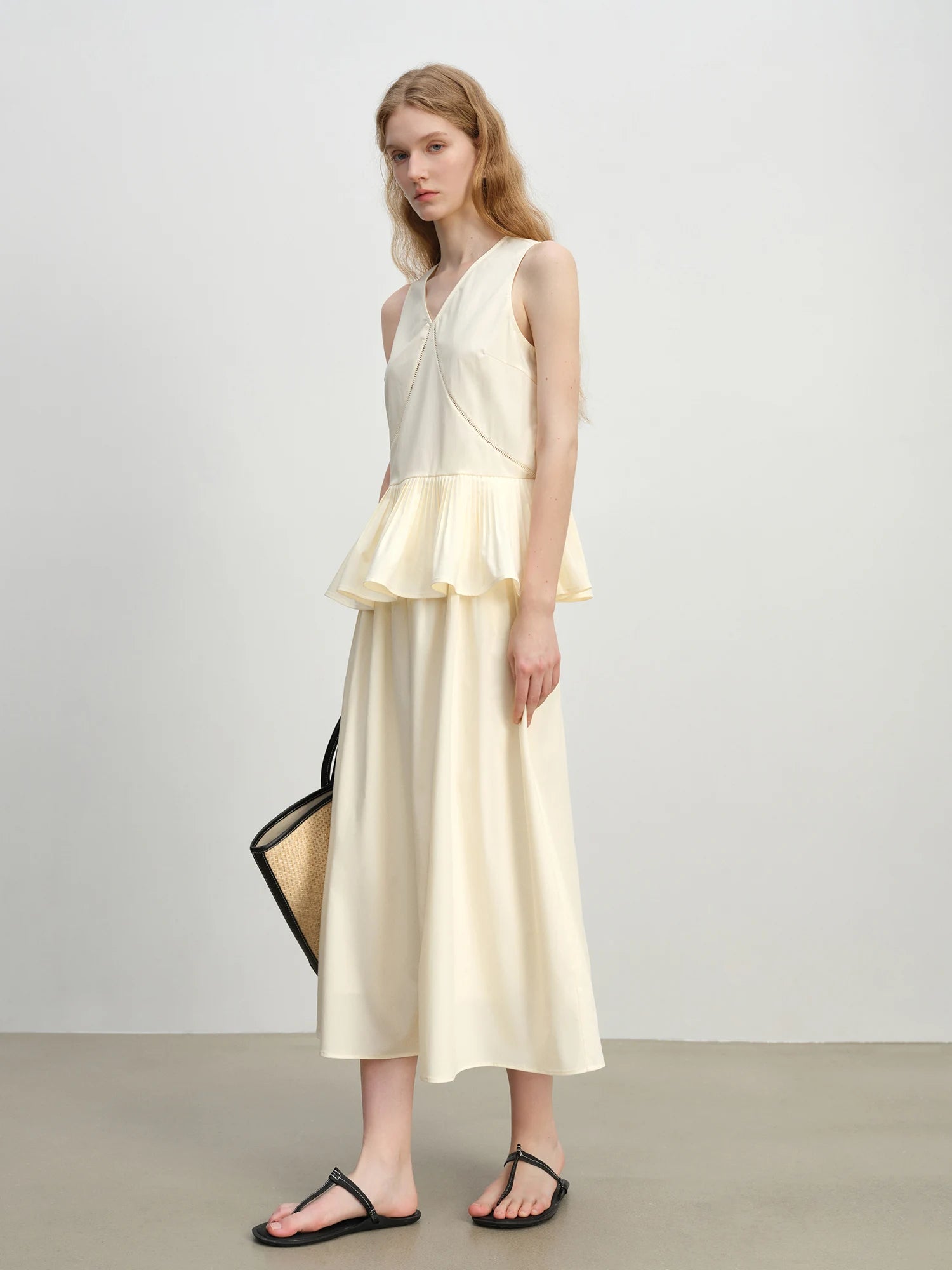 Ruffle Sleeveless Yellow Top and Skirt Set