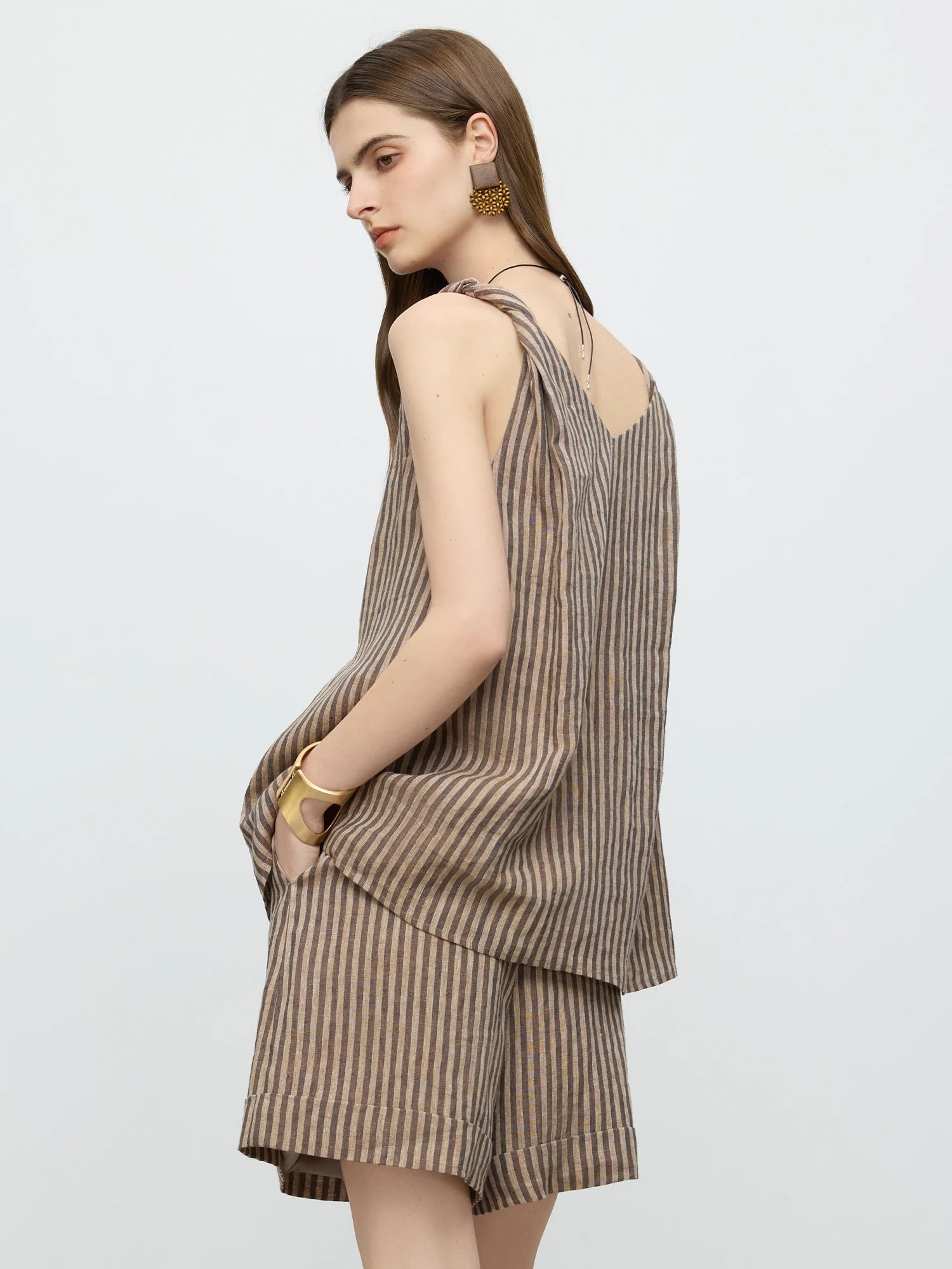 Summer Linen Striped Top and Shorts