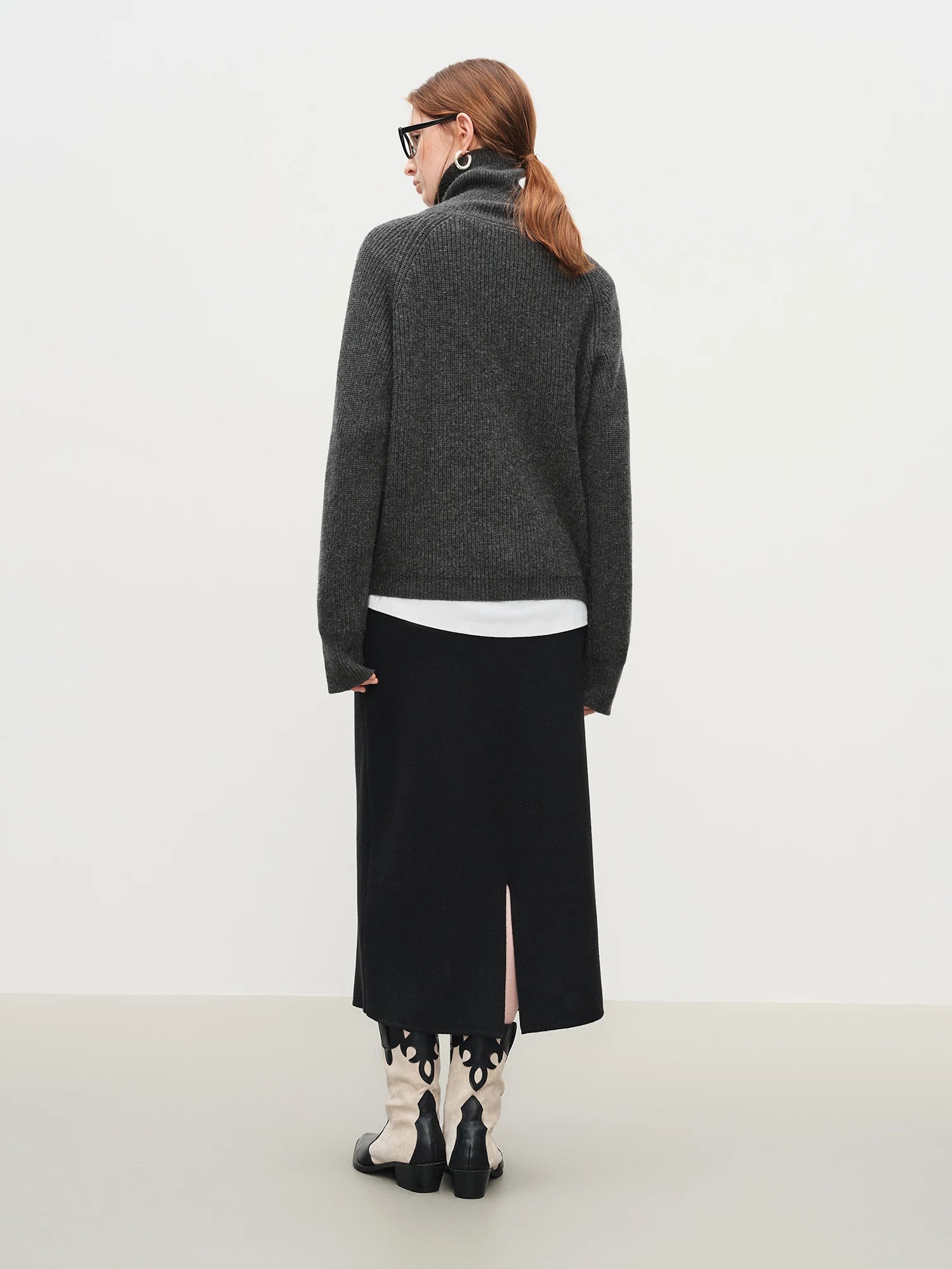 Wool Blend Knit Double Zip Cardigan