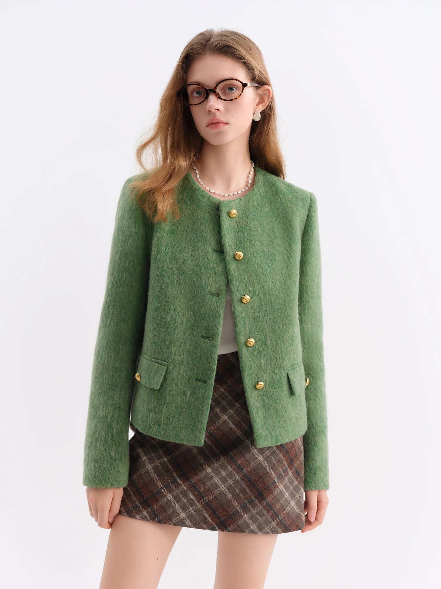 Wool Blend Green Cardigan