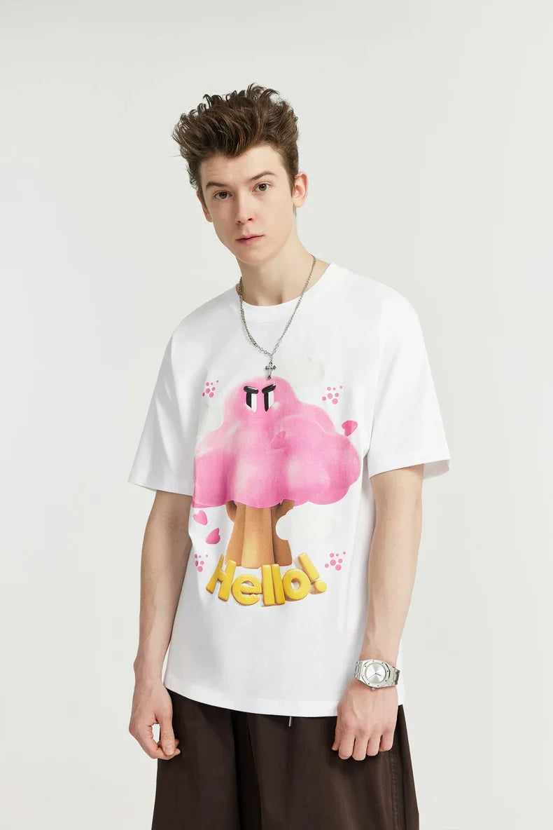 Mushroom Printed Drop Shoulder T Shirt