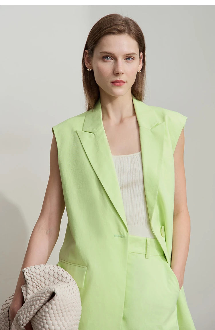 Cotton Linen Loose Vest and Shorts Set