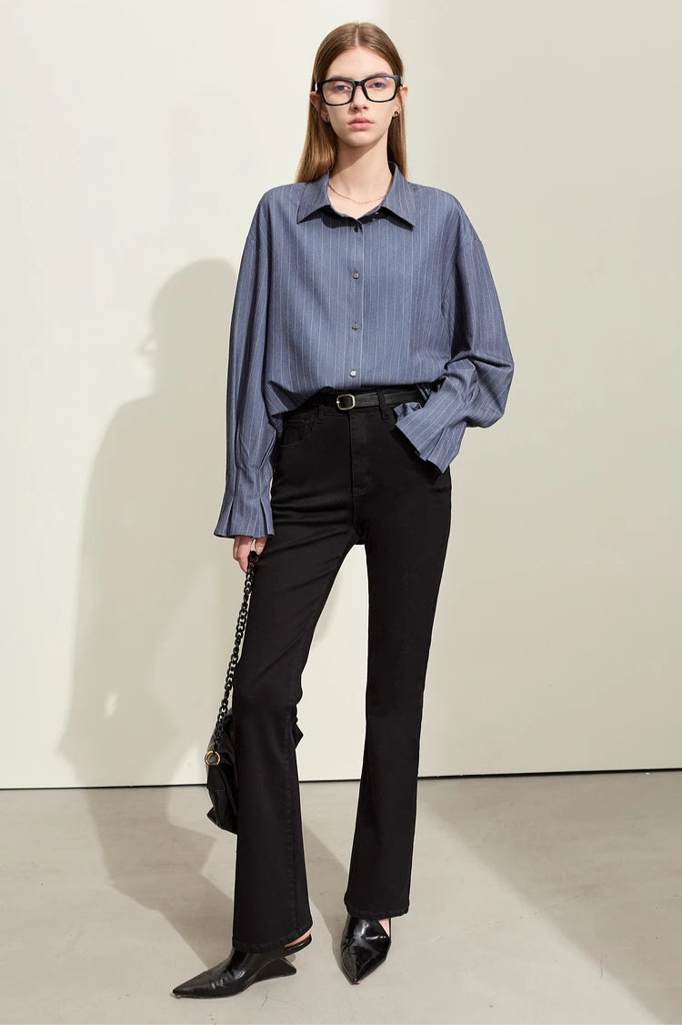 Loose Long Sleeve Striped Shirt