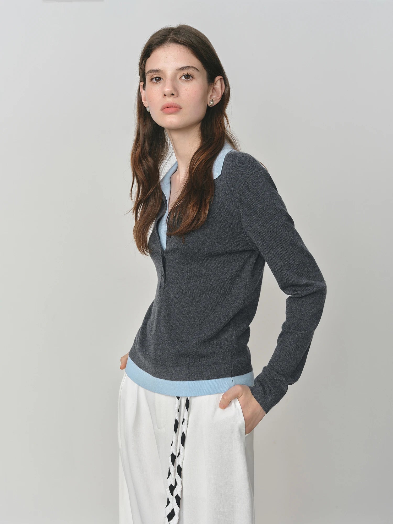 Knitted Two Color Sweater