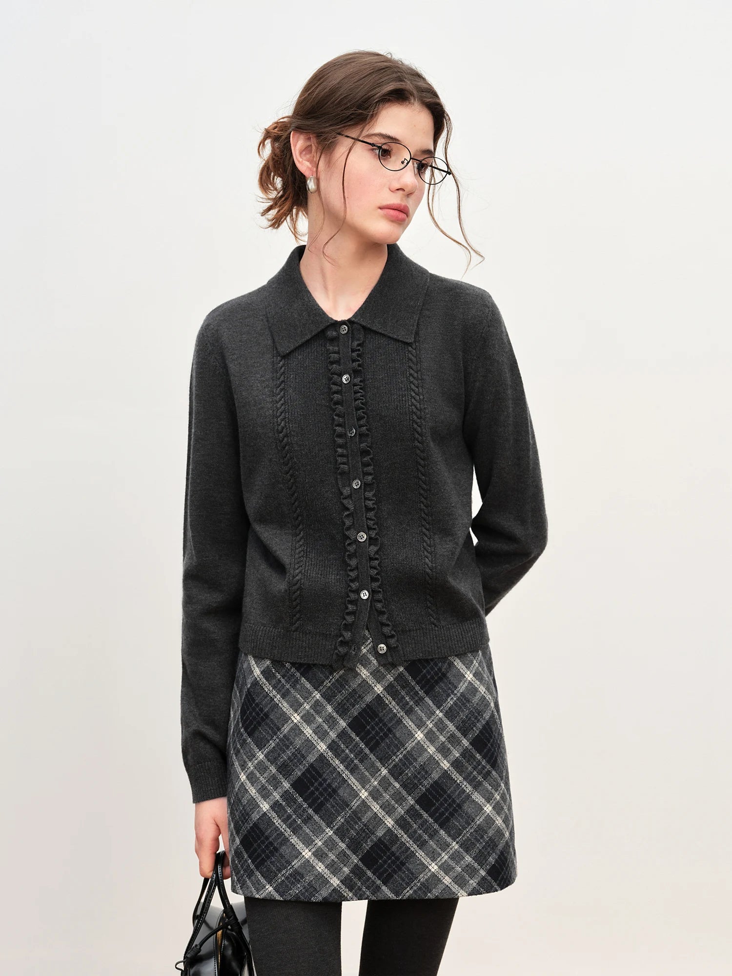 Knitted Dark Grey Cardigan