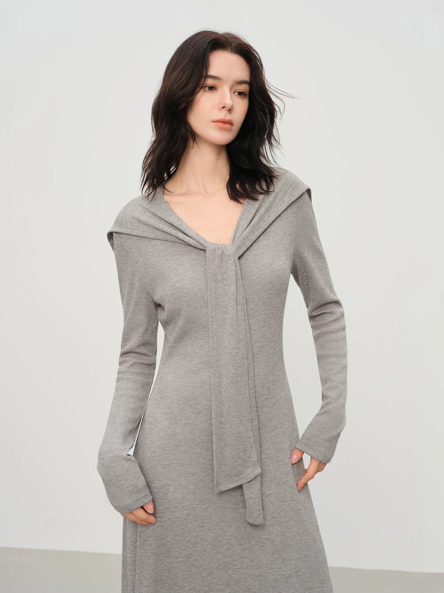 Slimming A-line Gray Dress