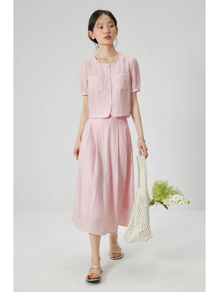 Casual Soft Loose Top and Skirt Set