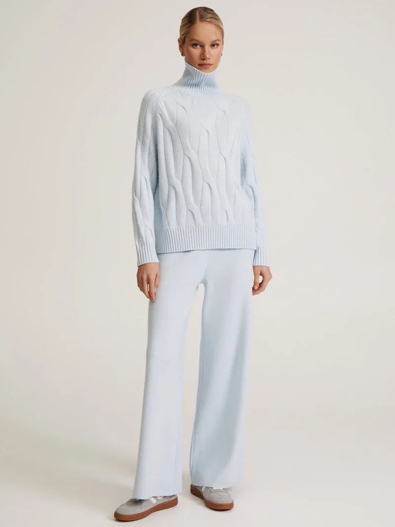 Textured Turtleneck Sweater and Pants Set