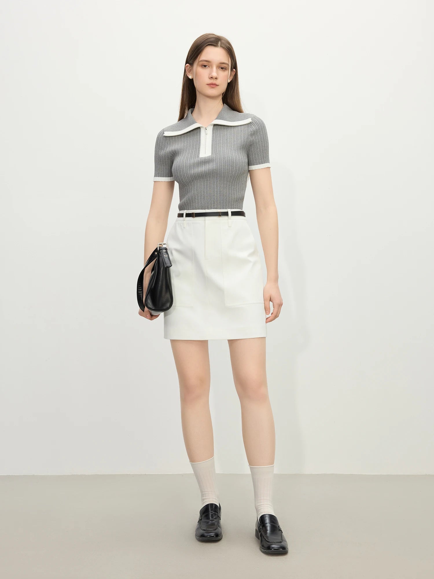 Short-sleeved Knitted Stripe T-shirt