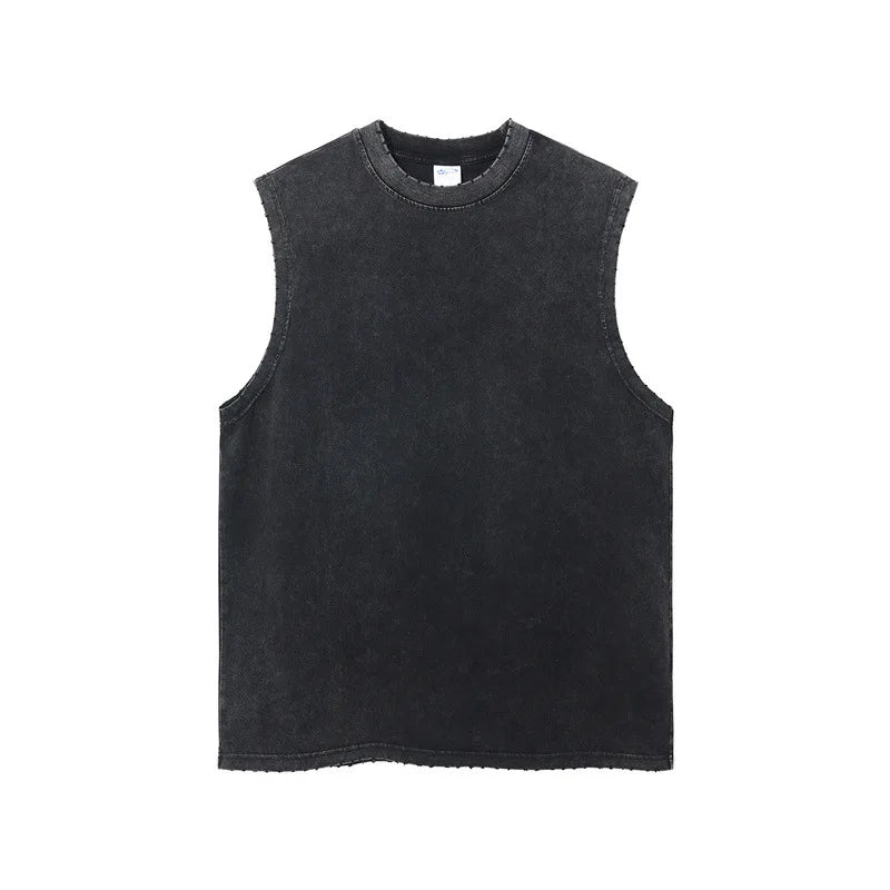 Worn Oversize Sleeveless Shirt vest