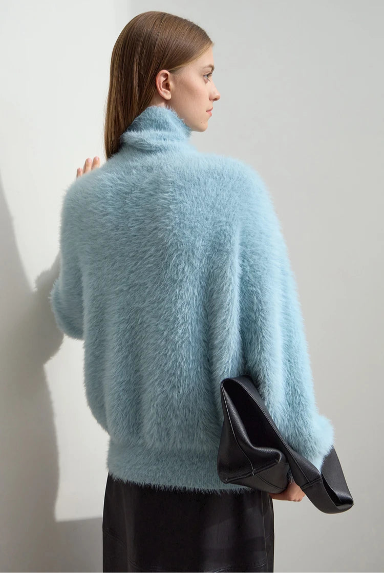 Turtleneck Zipper Mink Sweater