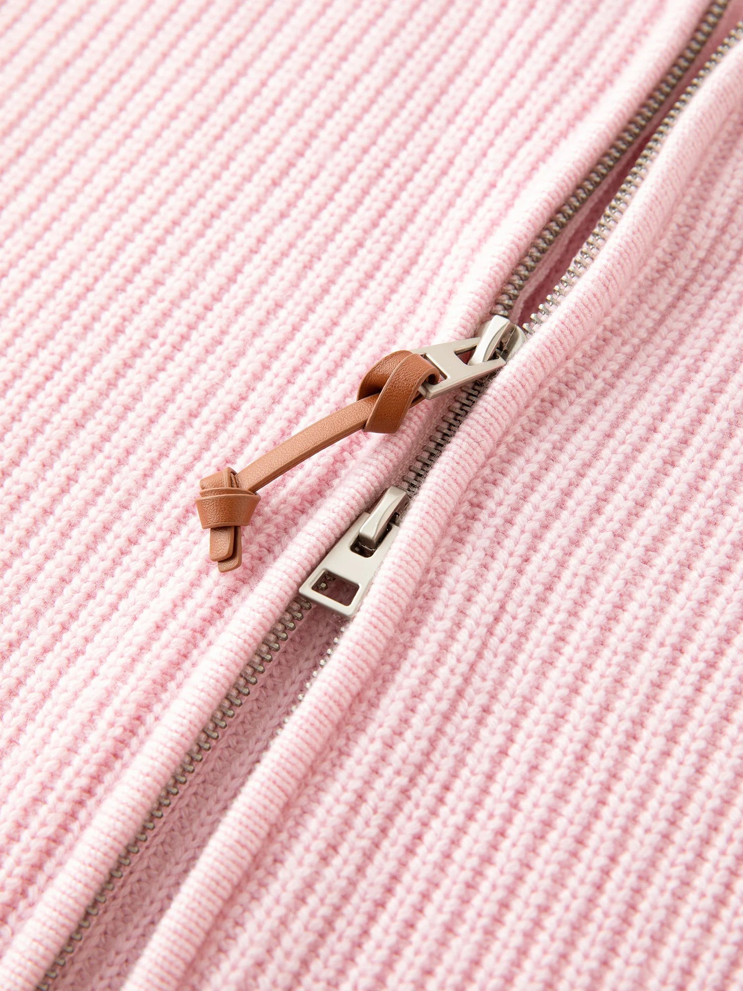 Wool Blend Knit Double Zip Cardigan