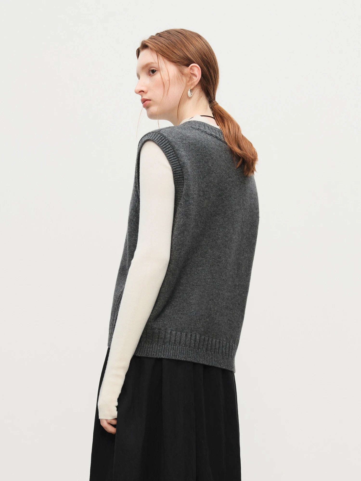 Sleeveless V-neck Wool Vest