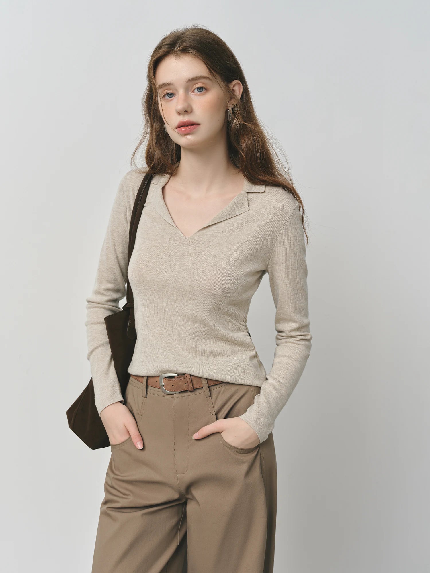 Casual Minimalist Long Sleeve Top