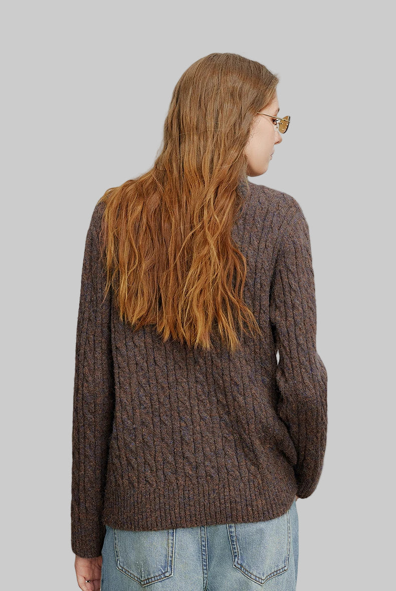 Zipper High Collar Knitted Sweater