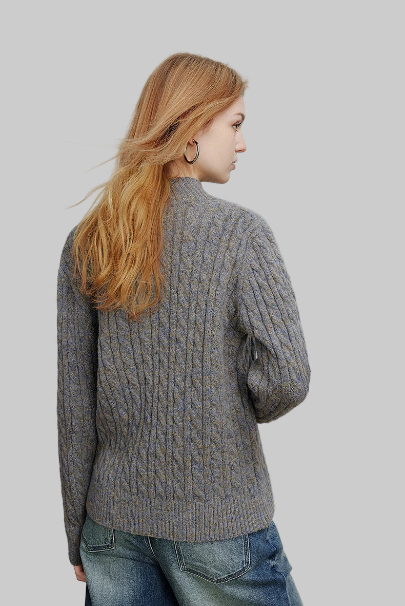 Zipper High Collar Knitted Sweater